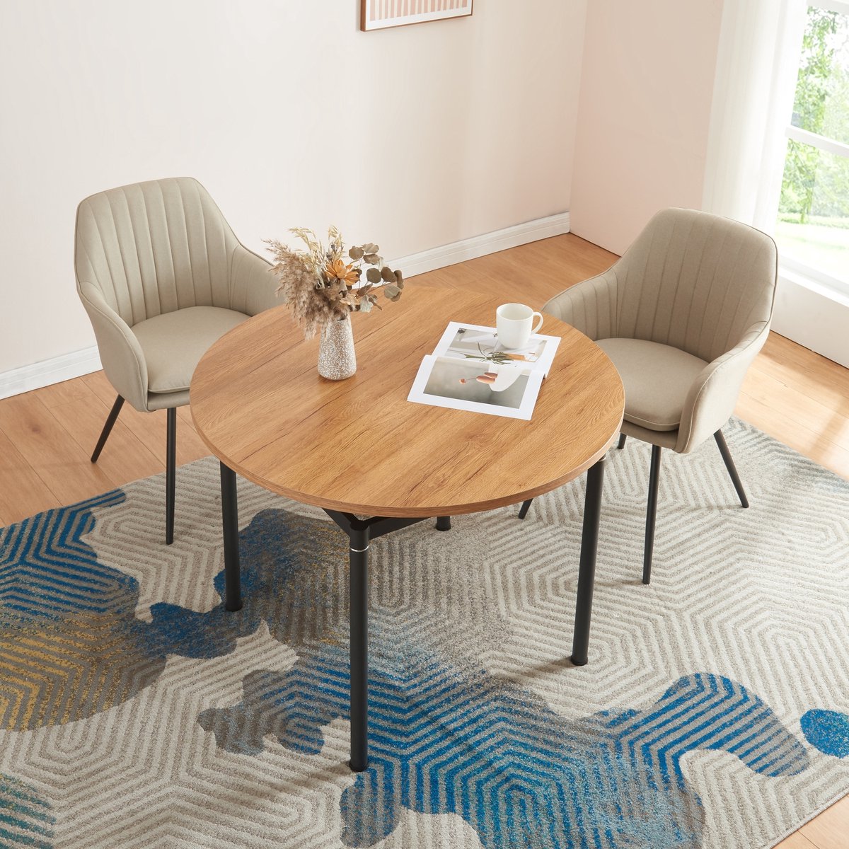 Eettafel Hemnes Ø100x75 cm cm eikenkleurig en zwart