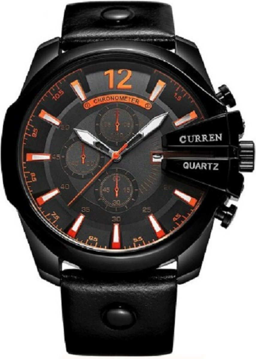 Curren 'Chief Copper' Heren Horloge - Koper-Zwart - Kunstleder - Ø 57 mm