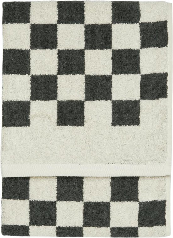 MARC O'POLO Checker Handdoek Antraciet - 70x140 cm