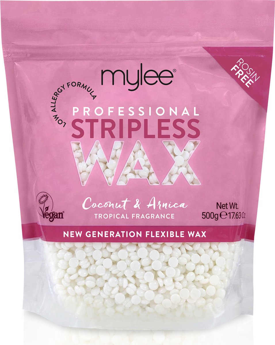 Mylee Professionele Harde Wax 500G [Kokosnoot & Arnica] - Geen strips depilerende waxkralen vaste filmbonen geen strip nodig, pijnloze zachte haarverwijdering van het volledige lichaam, gezicht en bikini -lijn