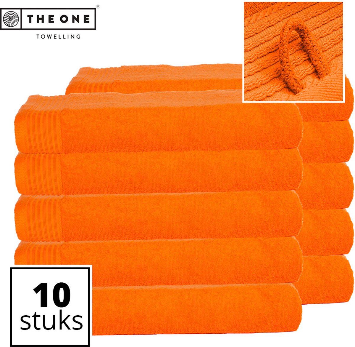 The One Towelling Classic Strandlakens - Voordeelverpakking - Hoge vochtopname - 100% Gekamd katoen - 100 x 180 cm - Oranje - 10 Stuks