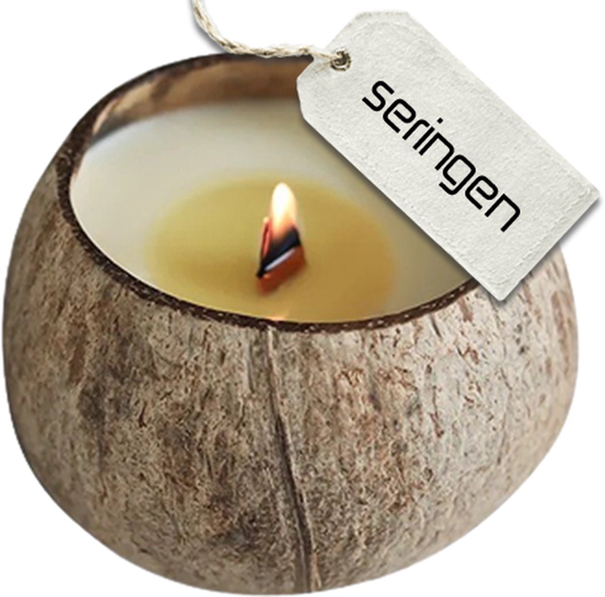 Fenji.nl 100% Natuurlijke duurzame en handgemaakte kokosnoot soja wax geurkaars Geur: seringen
