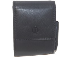 Oi zwarte sigaretten etui met ruimte voor aansteker en eventueel geld / leren sigarettenhouder aan riem te bevestigen / lederen sigarettenhoesje met ruimte voor aansteker / zwart leer / 427