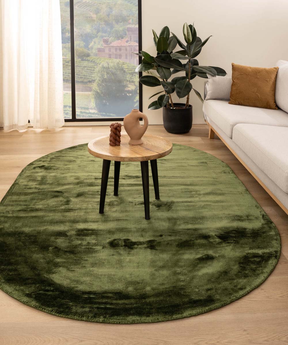 Viscose vloerkleed ovaal - Pearl groen 160x240