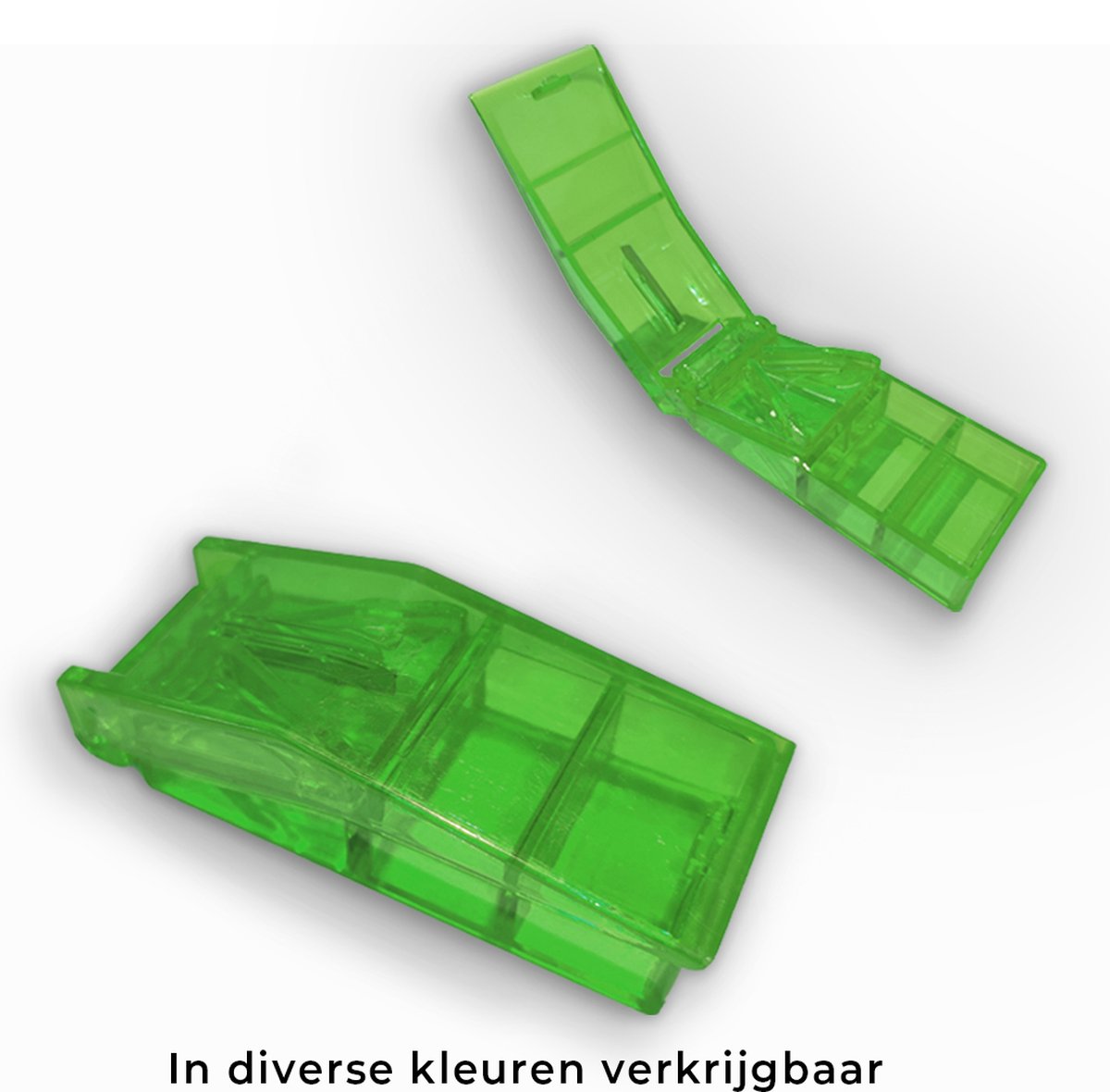 Goedkoopste PillMeds Pillensnijder - Klein en harde pillen - Tablettensplitter - Met opslagvak - Groen - Ook Ovale Pillen