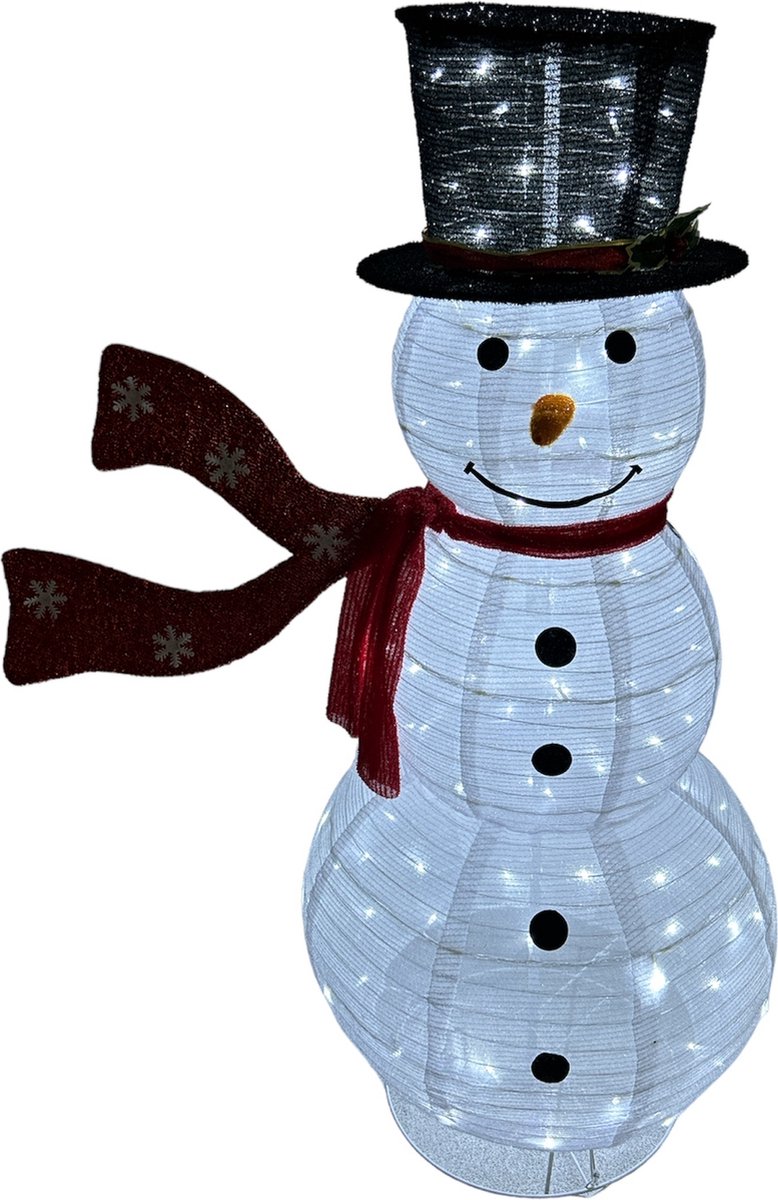 Sneeuwpop Kerst met witte leds (WINDY CHRISTMAS) Luxe XXL (1.20M)