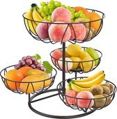 Fuleadture Fruitmand met 4 niveaus, afneembare fruitschaal voor het werkblad, keuken, hoge capaciteit, metalen decoratie, fruitetagère, brons