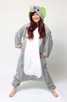 KIMU Onesie Elephant Grijs Suit Enfant - Taille 98-104 - Combinaison Elephant Suit Pyjama