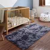 Tapijten kleine slaapkamer zacht woonkamertapijt pluizig nachtkastje shaggy tapijten antislip modern luxe bont tapijt voor kinderkamer comfortabel huisdecoratie vloermat (60 x 110 cm, zwart
