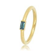 My Bendel - Ring goud met een kleine blauwe glassteen - Ring goud met een kleine blauwe glassteen - Met luxe cadeauverpakking