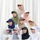 Hijab Pet - Hijab - Pet - Afstelbaar - Hoofddoek - Khaki - Zand - Chiffon - Polyester