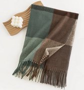 sjaal groen/bruin / super zacht / 206 cm lang en 65 cm breed
