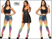 12x Luxe Panty Rainbow - 100% nylon - 50 deniers - party à thème Rainbow Festival amusante fierté du carnaval arc-en-ciel