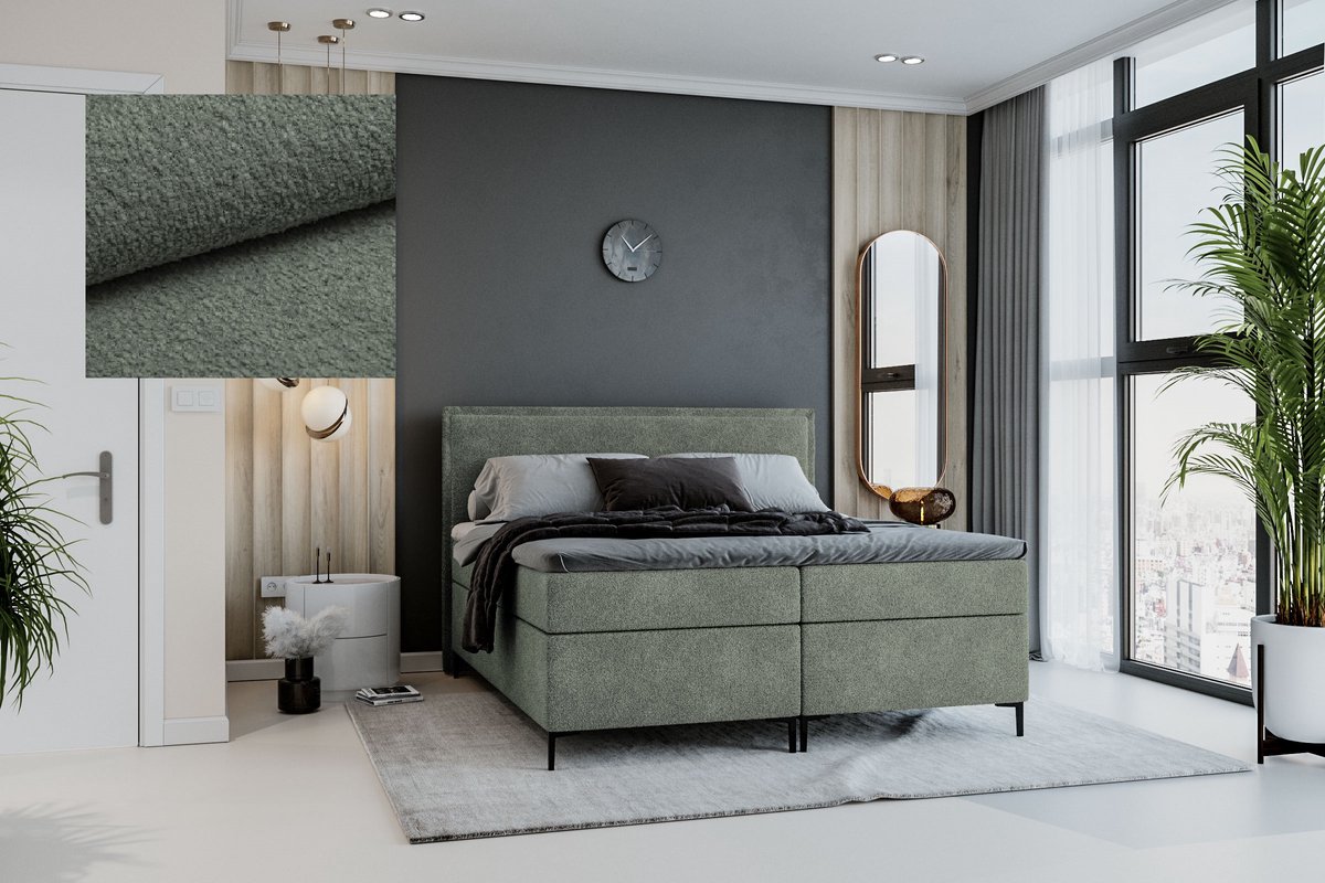 Meuba Berlin Boxspring Groen 160x200 met 8cm Topper