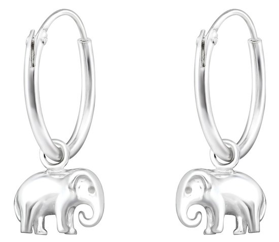 Joy|S - Zilveren olifant bedel oorbellen - oorringen