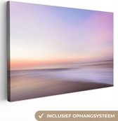 Canvas schilderij 140x90 cm - Wanddecoratie Strand - Kleuren - Pastel - Muurdecoratie woonkamer - Slaapkamer decoratie - Kamer accessoires - Schilderijen