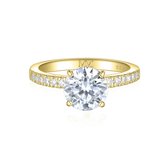 Finesse - 14k Geelgouden Moissanite Verlovingsring met Zijstenen - 3 karaat