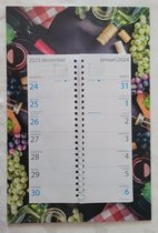 LIBOZA - Week-wandkalender 2024 - Wijn - Indeling Twee Weken - Heerlijke wijnafbeeldingen - Voor in de keuken - Met Eco Pen - Ophangbaar, Stevige kartonnen achterkant - Cadeau - Sinterklaas - Kerstmis - Verjaardag