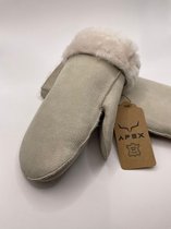 Apex Gloves Suede Leren Dames en Heren Handschoenen - Premium kwaliteit %100 Schapenleer - Wıt - Winter - Extra warm - Maat M