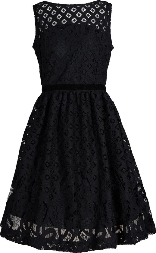 La V Elegante kant jurk met mouwloze Zwart 152