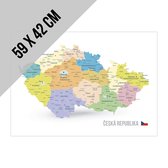 Poster/ affiche Map Tsjechië | 59 x 42 cm | A2 formaat | Kaart met landen en steden | Aardrijkskunde | Landkaart | Map Česká Republika | Ceska Republika | Bohemen | Czech Republic | Tsjechisch | Beschrijfbaar | 2 stuks