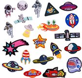 Mooie patches - diverse collectie 21 delige set – Ruimte – Astronaut - Planeet – Raket - Kleding Patchs - Patches - Strijk Embleem - stof & strijk applicatie - Versiering Voor Kleding