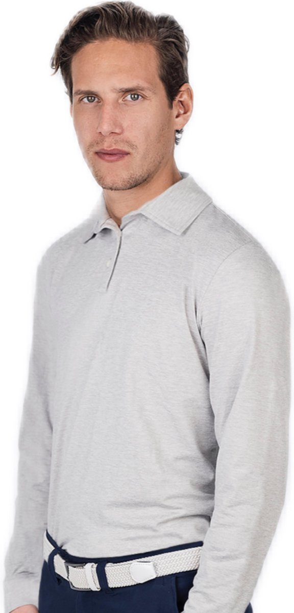 Func Factory mannen Longsleeve Polo James lichtgrijs melange maat M van Func Factory — afbeelding 4