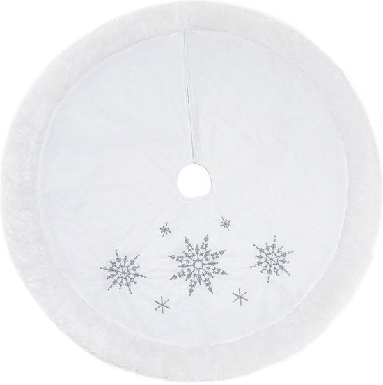 Jupe De Sapin De Noël Blanche 78 Cm – Fausse Fourrure Moelleuse 30 Pouces, Tapis Sapin Élégant Et Doux Pour Décoration Noël