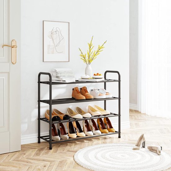 FANHAO 3-plank roestvrijstalen schoenenrek, schoenenorganisator schoenenopbergplank organisator, geschikt voor maximaal 9 paar schoenen, voor woonkamer, garderobe en gang, 68 x 26 x 55 cm (zilver