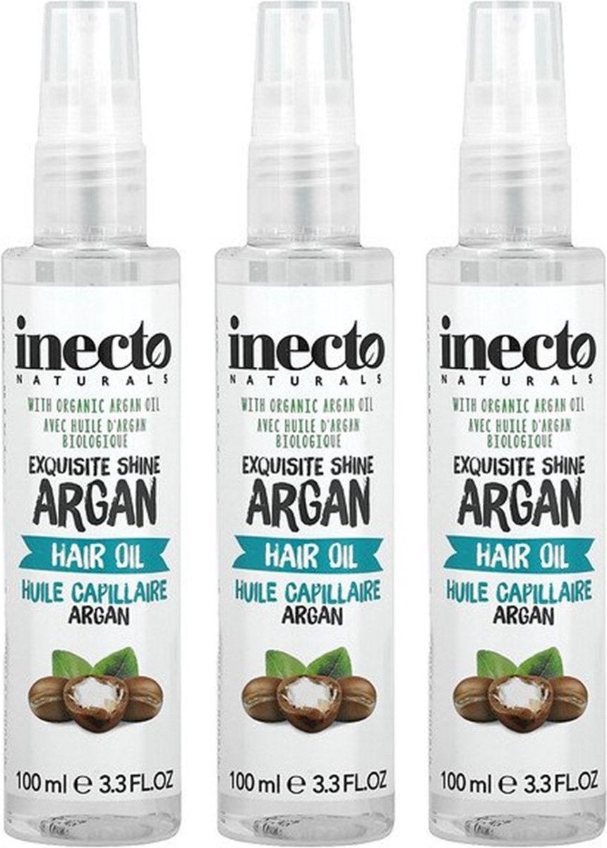 Inecto Naturals - Argan Hair Oil -Organische Arganolie - 3 x 100 ml