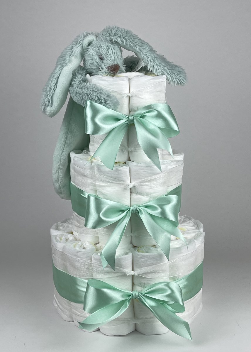 Goedkoopste Chouette-Chouette | Luiertaart Neutraal | Kraamcadeau | Geboorte Jongen Meisje | Babyshower | Tuttle Konijn Richie Lagoon - Groen