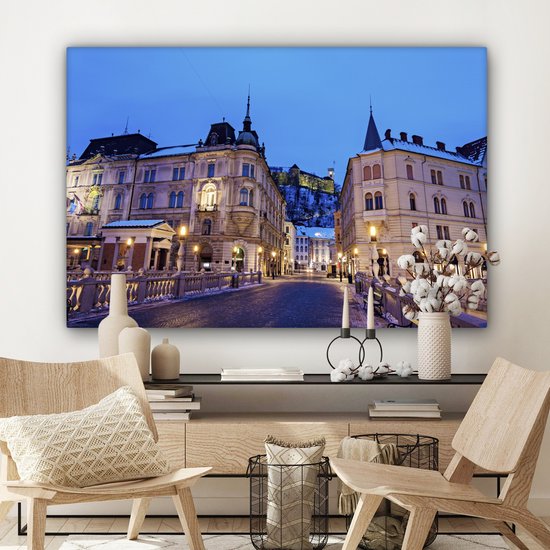 Tableau sur toile Le Triple Pont à Ljubljana - 140x90 cm - Décoration murale Art