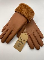 Apex Gloves - Dames en Heren Leren Handschoenen - Hoge kwaliteit %100 Schapenleer - Donker Orenje - Winter - Extra warm - Maat M