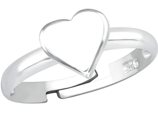 Joy|S - Zilveren hartje ring - verstelbaar - voor kinderen