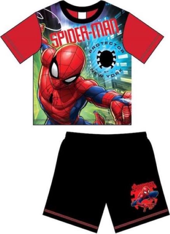 Spiderman shortama - zwart met rood - Marvel Spider-Man pyjama - maat 128