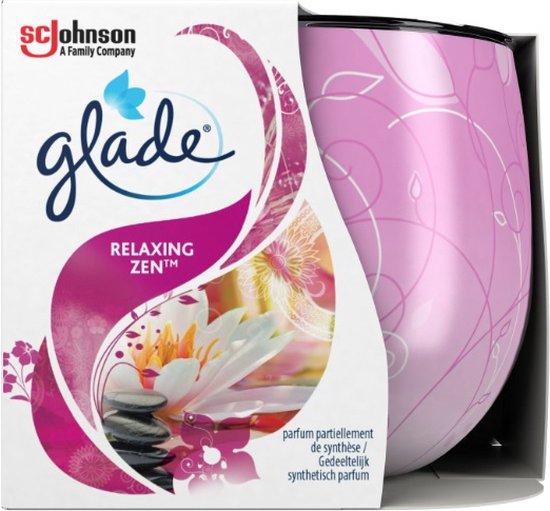 Glade Relaxing Zen geurkaars 120 gram - Met de geur van lelies in een decoratief glazen potje