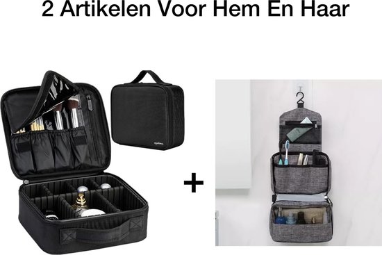 BAGSMART Travel Toilettas, Lichtgewicht Grote Wijd Open Reistas Voor Dames Puffy Cosmetische Make Up Tas Organizer Met Handvat Voor Accessoires Essent