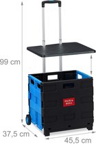 Bol.com boodschappentrolley inklapbaar tot 35 kg 50 l krat telescopisch handvat vouwkrat 2 wielen blauw/zwart aanbieding