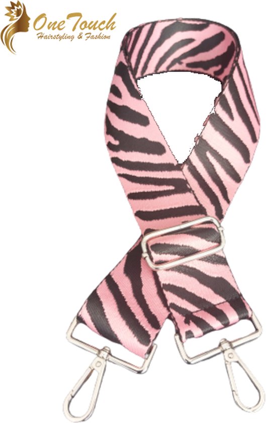 Tasriem - BagStrap - Bag Strap - Schoudertasriem - Tashengsel - XL - Zebra print Roze / Zwart
