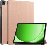 Hoesje Geschikt voor Samsung Galaxy Tab A9 Plus Hoes Case Tablet Hoesje Tri-fold - Hoes Geschikt voor Samsung Tab A9 Plus Hoesje Hard Cover Bookcase Hoes - Rosé goud