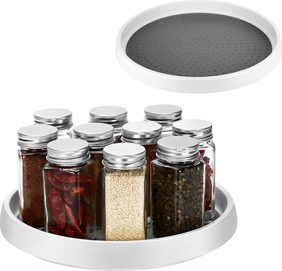 Kruidencarrousel draaibaar kruidenrek met metalen houder, staand, zwart voor kruidenflessen, olie-ingrediënten glazen (B
