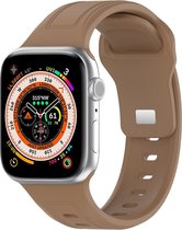 Siliconen bandje - geschikt voor Apple Watch series 1/2/3/4/5/6/7/8/9/SE/SE 2/Ultra/Ultra 2 met case size 42 mm / 44 mm / 45 mm / 49 mm - bruin
