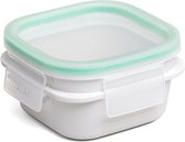 Lunchbox voor levensmiddelen, luchtdicht, inhoud 0,3 l, clip-deksel, BPA-vrij, magnetron- en vaatwasmachinebestendig, groen - ondoorzichtig, afmetingen: 10,8 x 10,8 x 6 cm