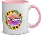 Akyol - docent cadeau - koffiemok - theemok - Roze - meester en juffen cadeau - teacher gift - de beste leraar/lerares - verjaardagscadeau - cadeau - afscheidscadeau - geschenk - leuke cadeau - kado - gift - juffendag - meesterdag - 350 ML inhoud