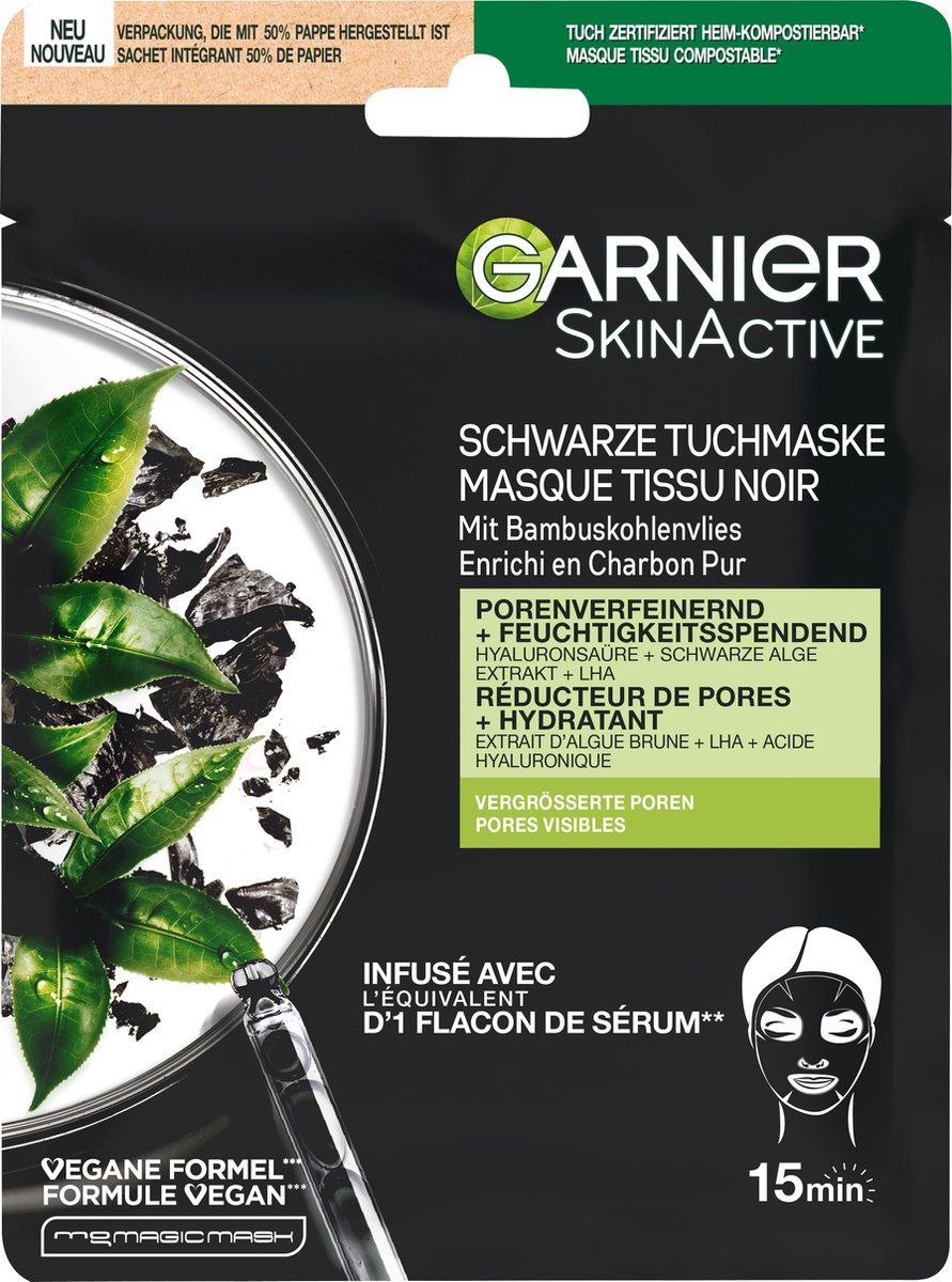 Garnier SkinActive Tissue Masker met Charcoal - 1 stuk | bol