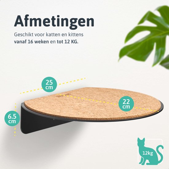 Moowi Wall Steps - 3 stuks -Zwart - Katten Klim Wand - Katten Muur - Plankjes - Kattenspeelgoed