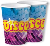 Disco feest wegwerp bekertjes - 30x - 250 ml - karton - jaren 80/disco themafeest