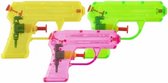 Grafix Waterpistooltje/waterpistool - 3x - klein model - 11 cm - geel/groen/roze