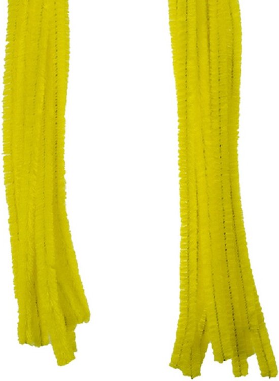 Fil chenille - 20x - jaune - 8 mm x 50 cm - matériel de loisirs/artisanat