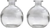 Chaks Bloemenvaas/flesvaas - 2x - helder glas - D12 x H14 cm - bolvaasje